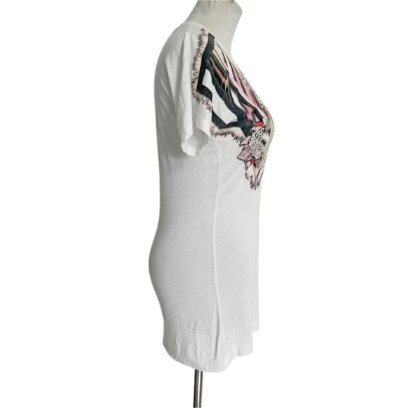 Just Cavalli Size Small  Top Blouse Short Sleeve Abstract Embellished - Picture 4 of 8